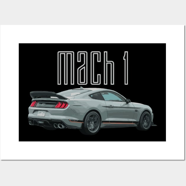 MACH 1 Mustang GT 5.0L V8 Performance Car Fighter Jet Gray Rear Wall Art by cowtown_cowboy